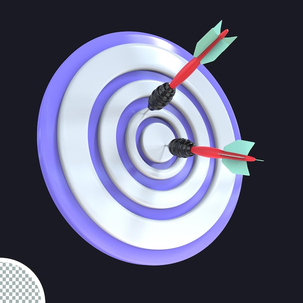 3D-Render Dartscheibe Target Board Bullseye mit Pfeil isoliert Symbol Illustration