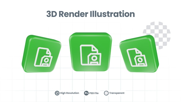 3d-render-datei speichern symbol für web mobile app social media promotion