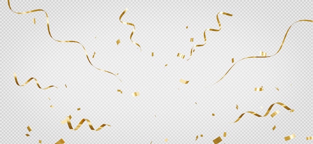 PSD 3d render de confete dourado em fundo transparente