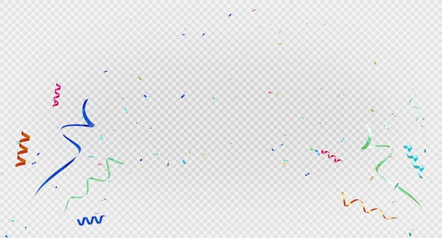3D render de confetes coloridos voando em fundo transparente