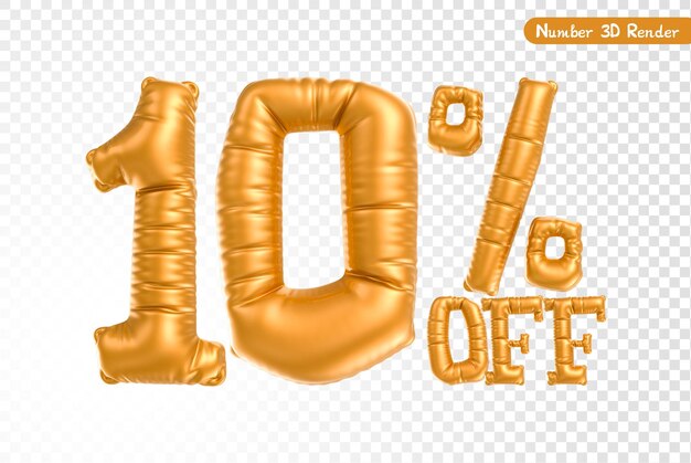 3D-Render der Ballonnummer Gold