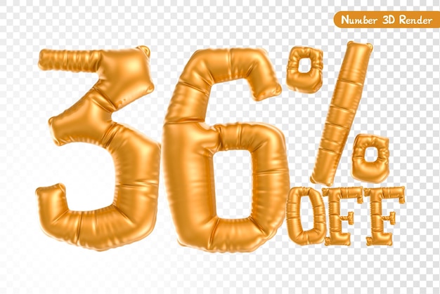 3D-Render der Ballonnummer Gold