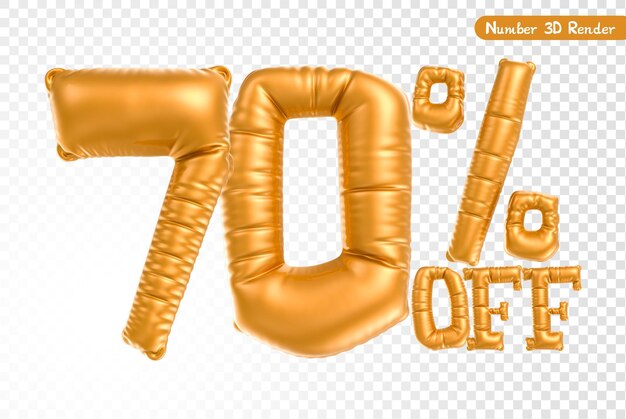 3D-Render der Ballonnummer Gold