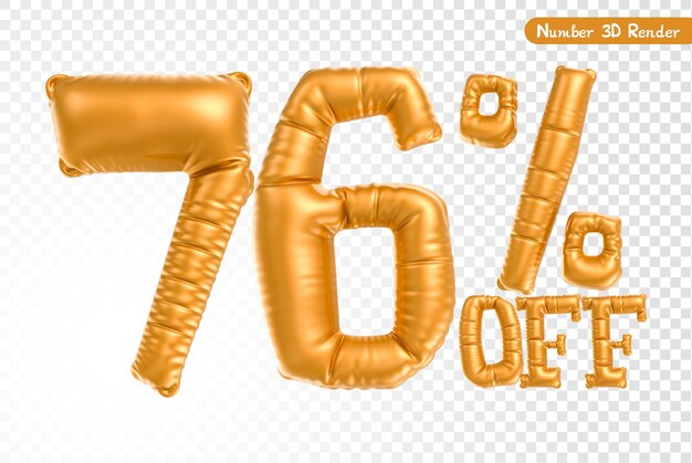 3D-Render der Ballonnummer Gold