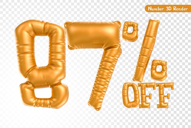 3D-Render der Ballonnummer Gold