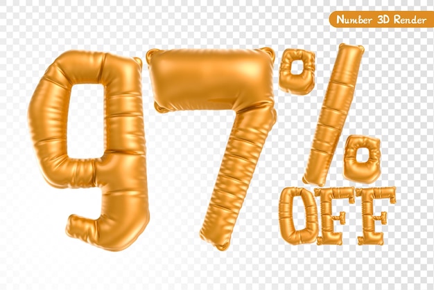 3D-Render der Ballonnummer Gold