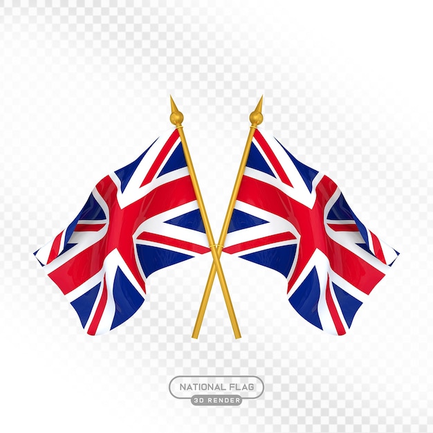3D-Render der gekreuzten britischen Flaggen