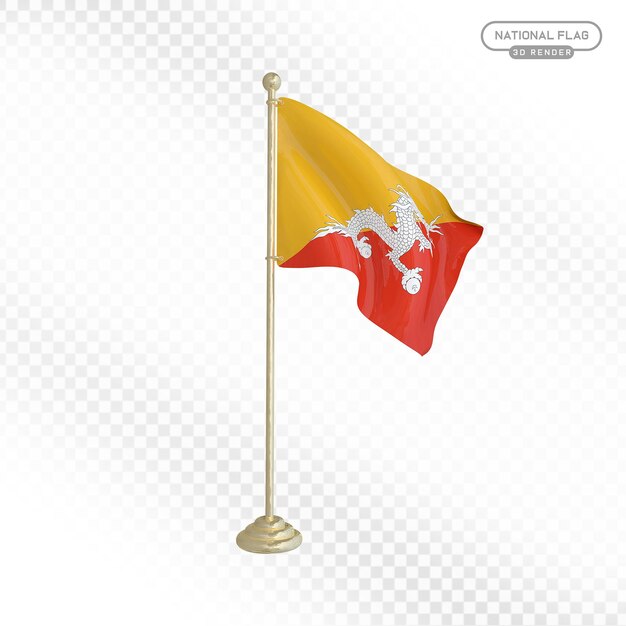 3D-Render der Nationalflagge von Bhutan