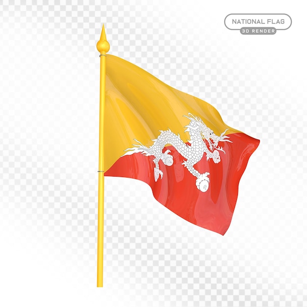 3D-Render der Nationalflagge von Bhutan