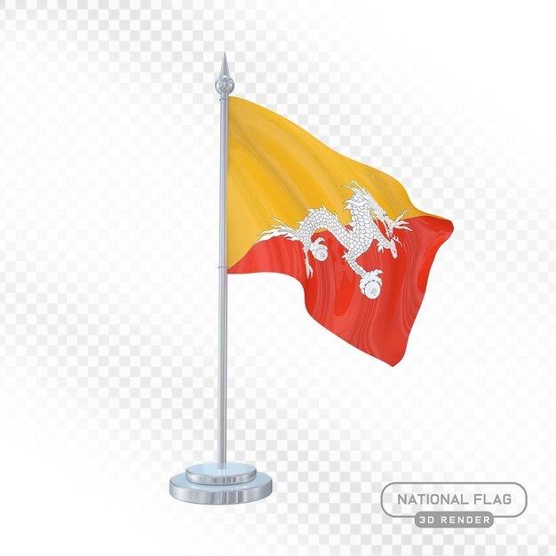 3D-Render der Nationalflagge von Bhutan