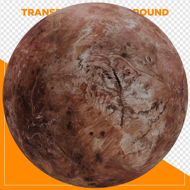 3D-Render des roten Planeten Mond Stern mit durchsichtigem Hintergrund