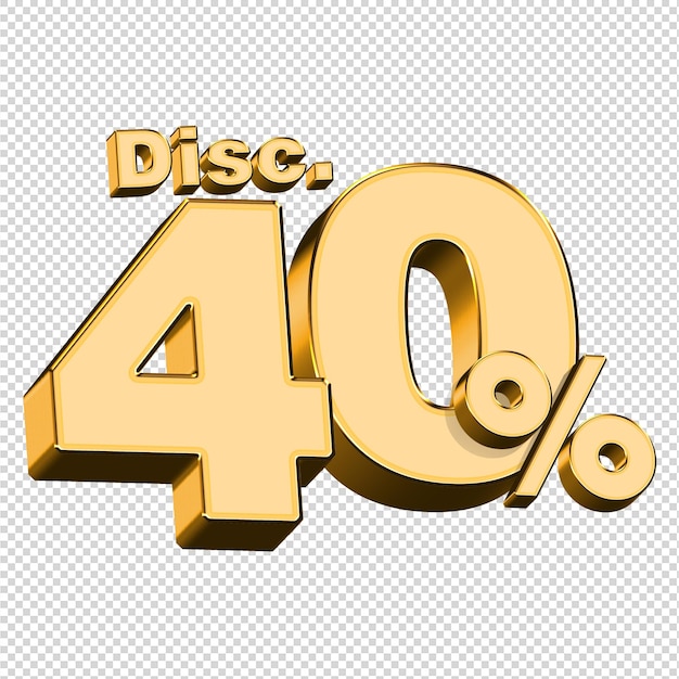 PSD 3d render descuento 40 por ciento