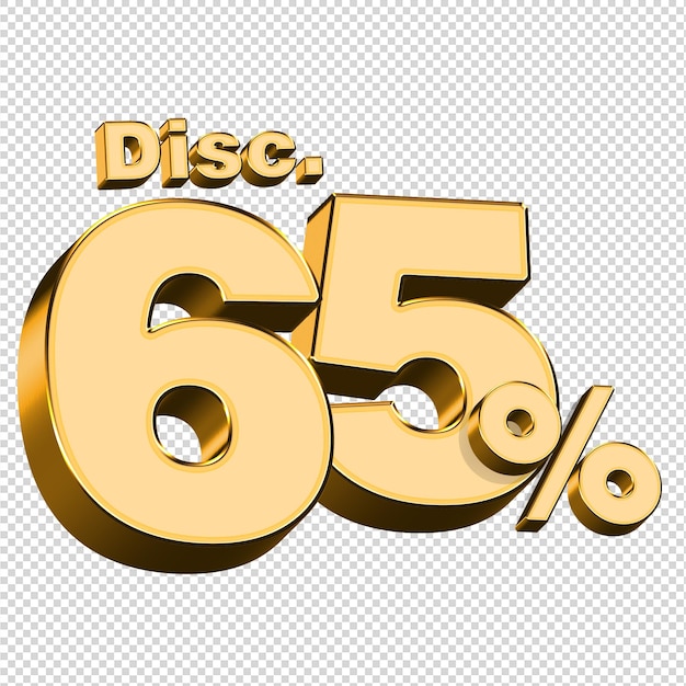 PSD 3d render descuento 65 por ciento