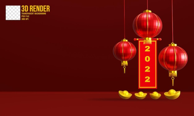 3d-render-design des chinesischen neujahrs 2022
