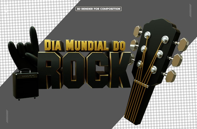 PSD 3d render día mundial del rock