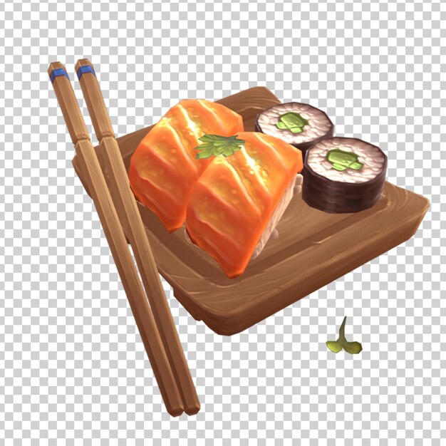 PSD 3d render de dibujos animados suchi