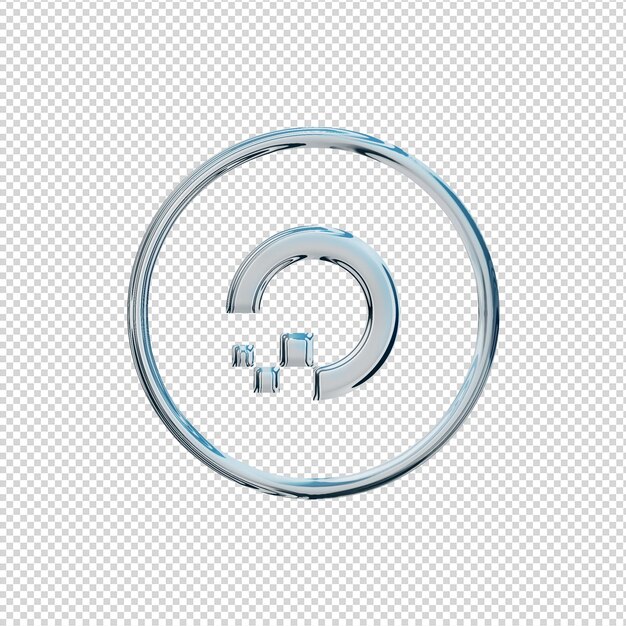 3D Render Digital Ocean Icon Chrome lucido