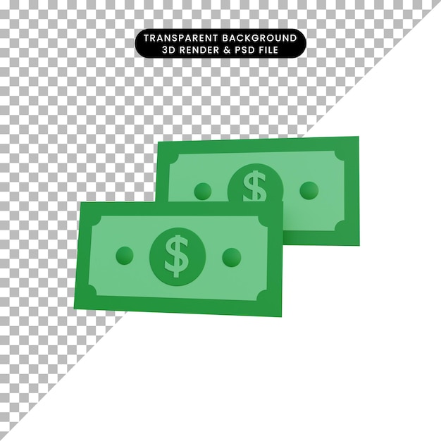 3d render dinero de objeto simple