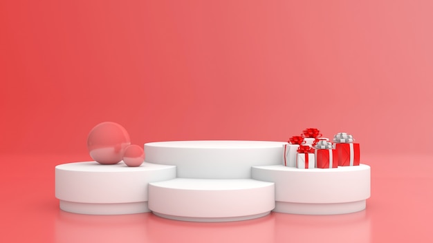 3D render display color pastello Buon Natale e Felice Anno Nuovo mockup