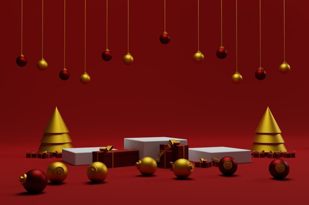 3d render display podio navidad para exhibición de productos