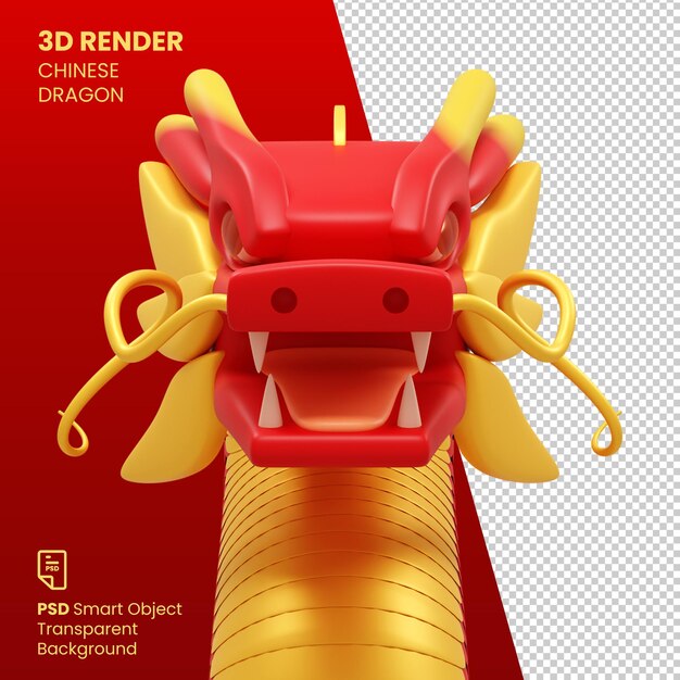 PSD 3d render dragon ano novo chinês