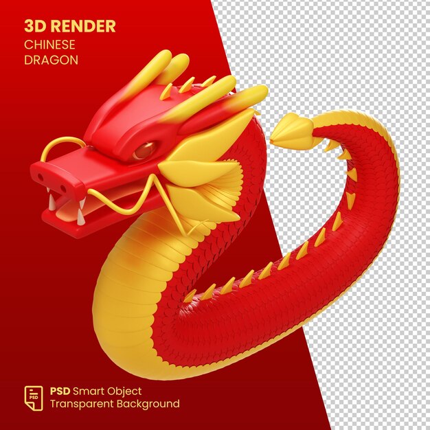 PSD 3d render dragon ano novo chinês