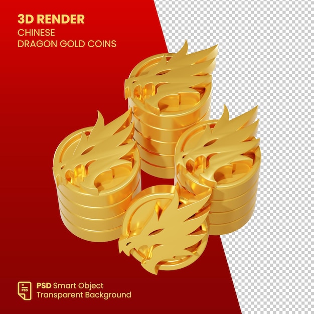 3d render dragon coin año nuevo chino