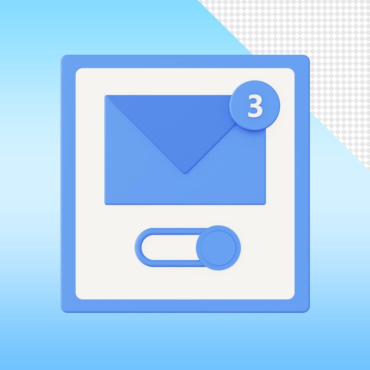 PSD 3d-render-e-mail-benachrichtigung auf symbolvorlage für ui ux-web-mobile-apps-social-media-designs