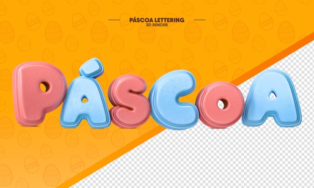 3D Render Easter Chocolate Lettering isolated