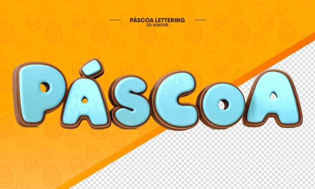 3D Render Easter Chocolate Lettering isolated