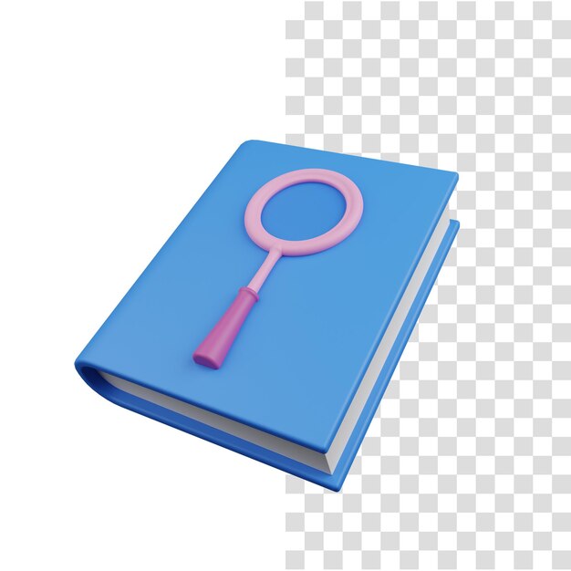 PSD 3d render educação do conceito com livro e ampliação