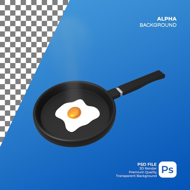 3D-Render-Ei in Bratpfanne
