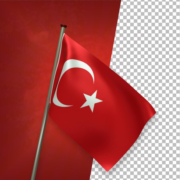 PSD 3d render elegante bandeira da turquia