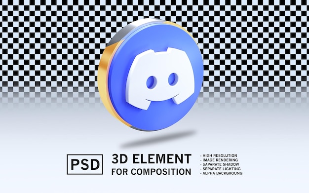 3D Render Element Logo Sosmed Discord