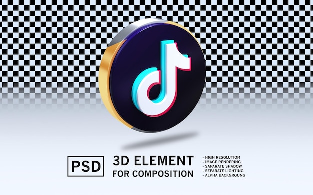 3D Render Element Logo Sosmed Tiktok