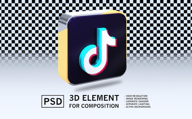 3D-Render-Element-Symbol von Tiktok