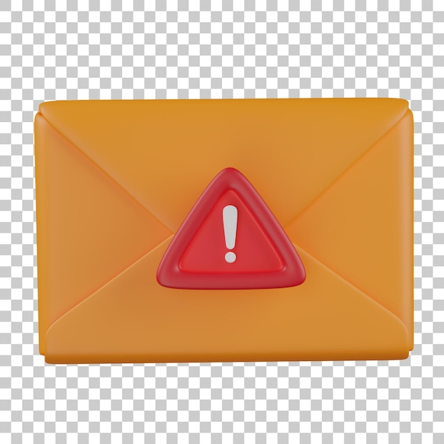3d render email alert and warning notification illustration