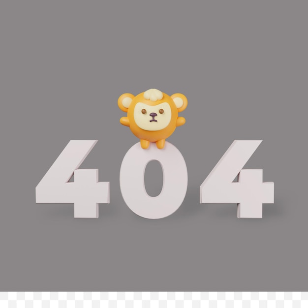 3d render erro 404 com conceito de macaco