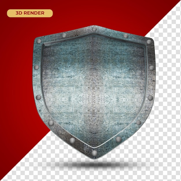 PSD 3d render - escudo medieval de metal