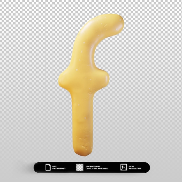 3d render estilo arcilla letra f