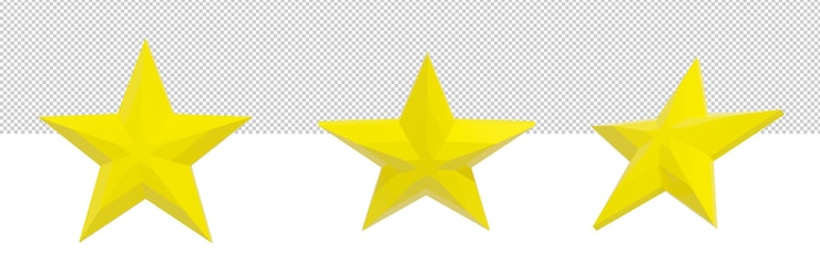PSD 3d render estrellas vista frontal lateral