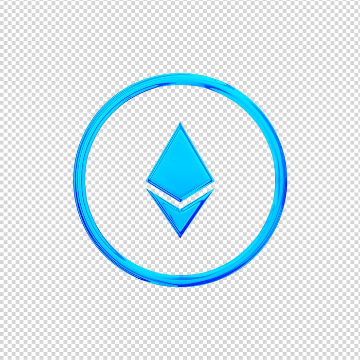 PSD 3d render ethereum icon glänzend blau