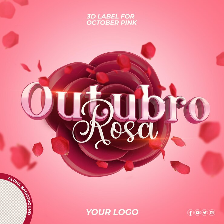 3D Render etichetta rosa ottobre isolata per la composizione