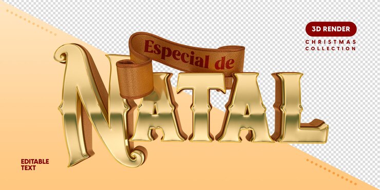 PSD 3d render etiqueta de navidad en portugués para campaña de marketing en brasil psd premium