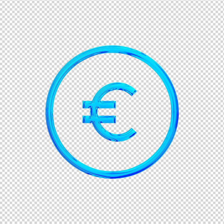 PSD 3d render euro icono azul brillante