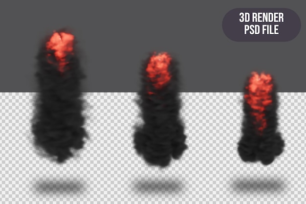 3D render explosión realista con fuego y humo de alta calidad