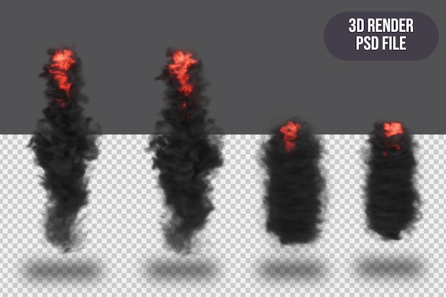 3D render explosión realista con fuego y humo de alta calidad