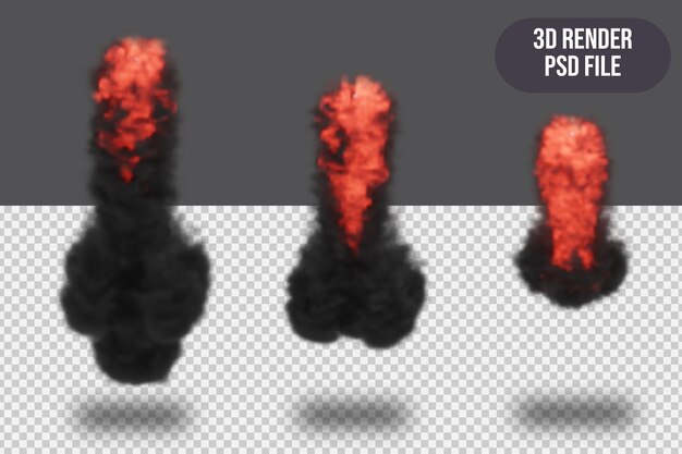 3D render explosión realista con fuego y humo de alta calidad