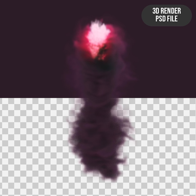 3D render explosión rosa realista