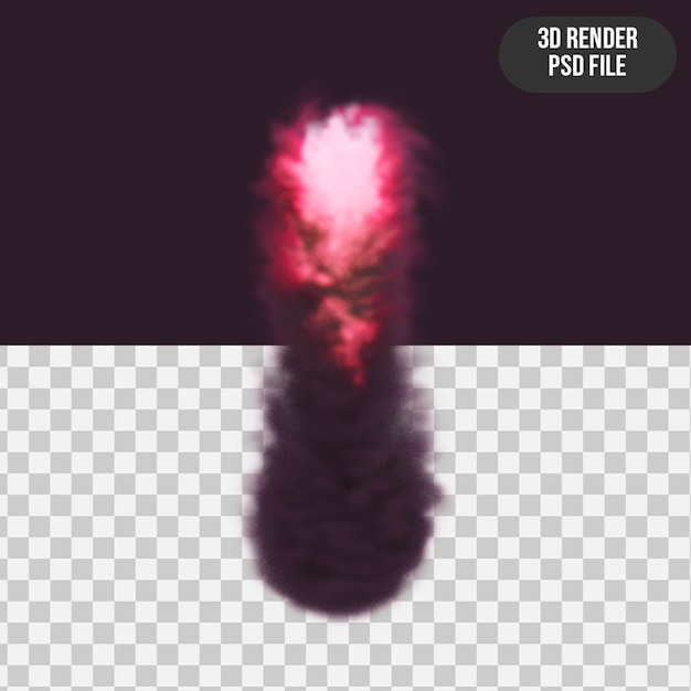 3D render explosión rosa realista